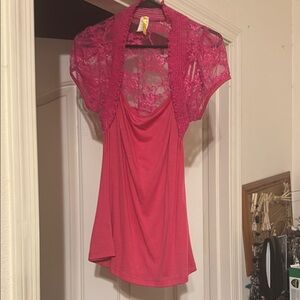 Elegant Pink Lace Blouse